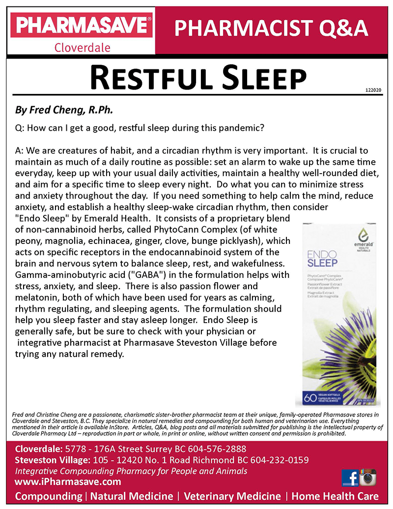flyer for the Pharmacist Q&A for Restful Sleep