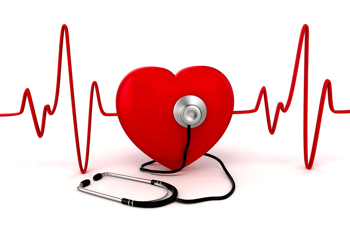 image of heart with a stethoscope on it and a heartbeat graph in the backround