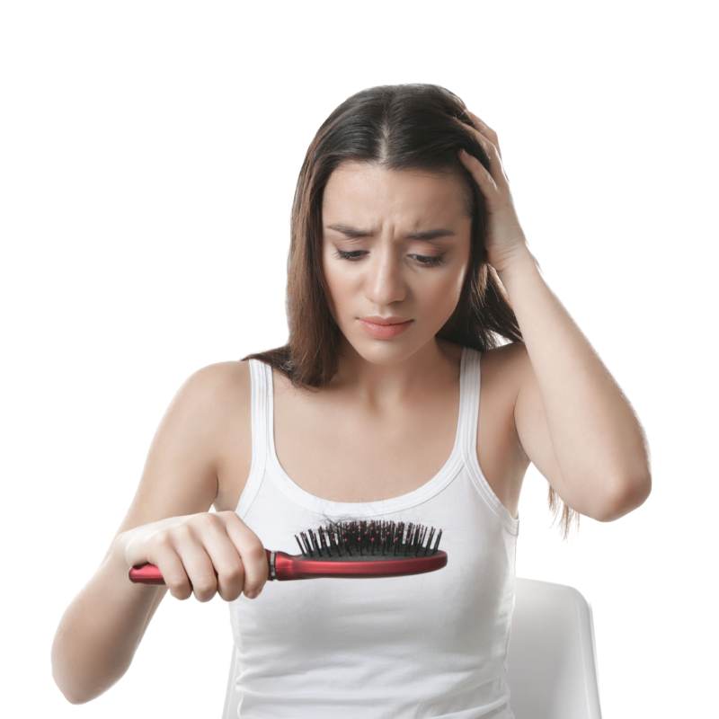 Girl having hair loss